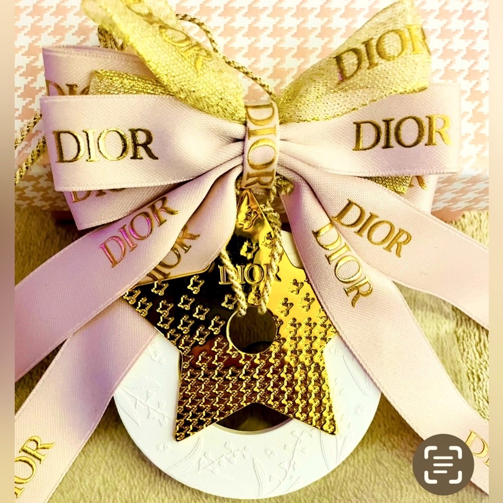 Gorgeous Dior Gold Star Ornament with Pink Ribbon and Box, New!
